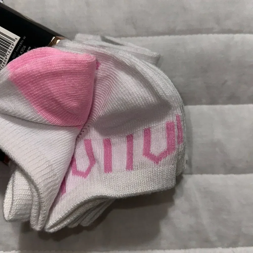 nicole miller Ladies 6 Pack No Show Ankle Socks White Pink Green Gray